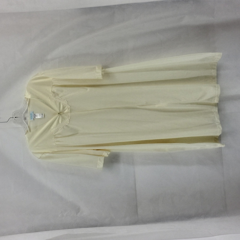 VANITY FAIR Vintage Yellow V-neck Hidden Zipper Pocket Housecoat Nightgown XL 44